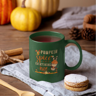 Pumpkin Spice and Everything Nice - Fall Design Two-Tone Coffee Mug