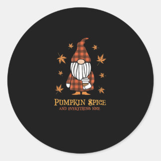 Pumpkin Spice And Everything Nice Fall Gnome Drink Classic Round Sticker
