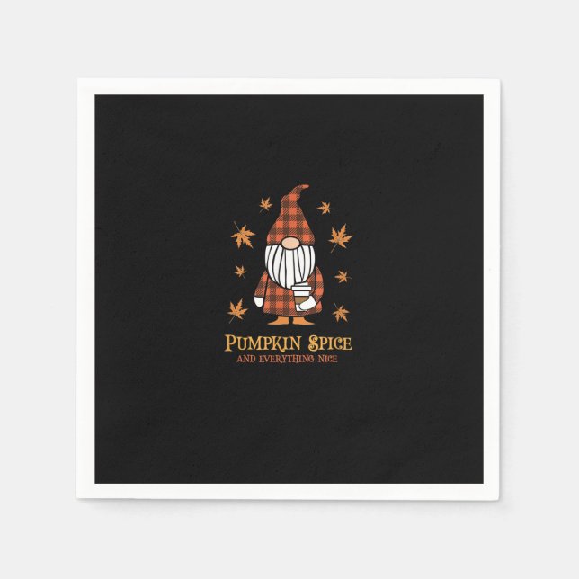 Pumpkin Spice And Everything Nice Fall Gnome Drink Napkin (Front)