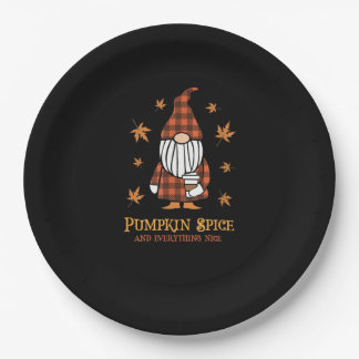 Pumpkin Spice And Everything Nice Fall Gnome Drink Paper Plate