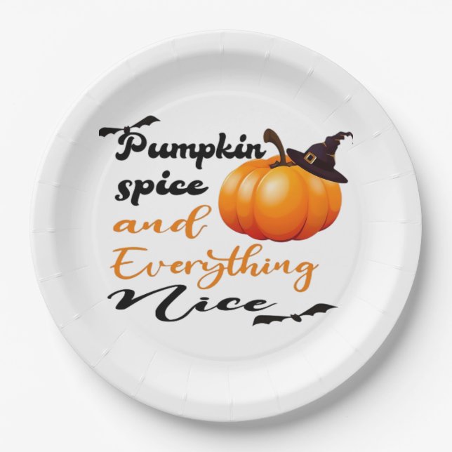 Pumpkin Spice And Everything Nice Fall Halloween G Paper Plate (Front)