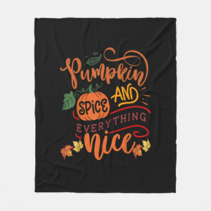 Pumpkin Spice And Everything Nice Fall Season Vint Fleece Blanket