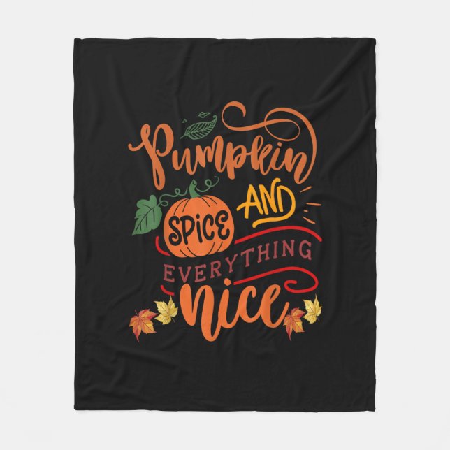 Pumpkin Spice And Everything Nice Fall Season Vint Fleece Blanket (Front)