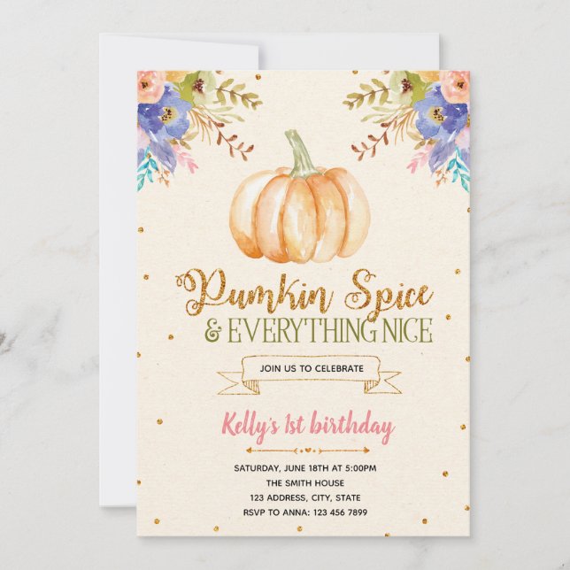 pumpkin spice and everything nice invitation (Front)