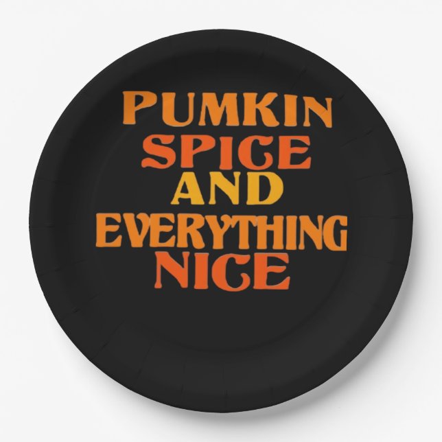 Pumpkin Spice And Everything Nice Quote Sloth Paper Plate (Front)