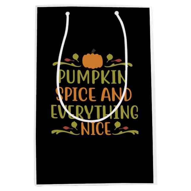 Pumpkin Spice And Everything Nice Slogan Sloth Medium Gift Bag (Front)