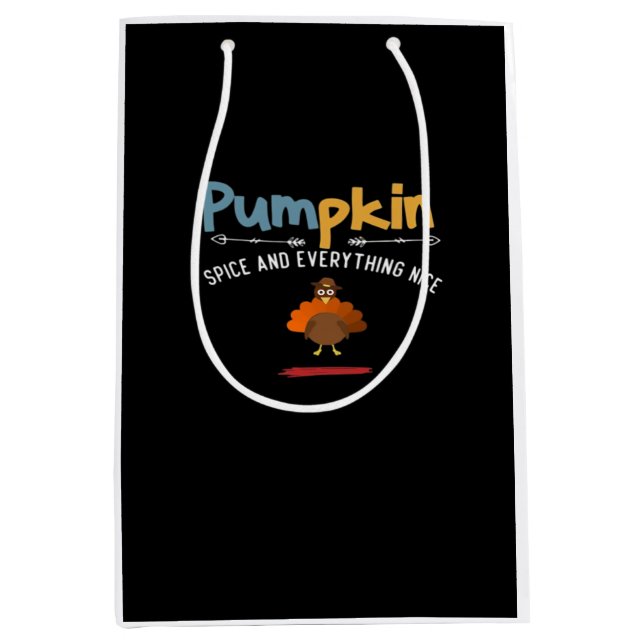 Pumpkin Spice And Everything Nice Sloth Halloween Medium Gift Bag (Front)