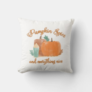 Pumpkin Spice and Everything Nice Watercolor Fall Throw Pillow