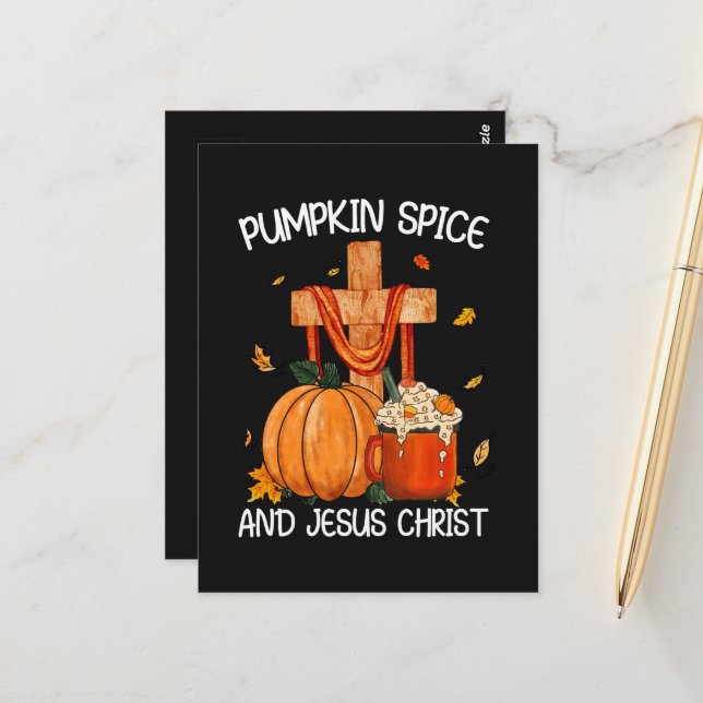 Pumpkin Spice and Jesus Christ Postcard (Front/Back In Situ)