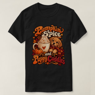 Pumpkin Spice and Puppy Cuddles Cozy Autumn Dog T-Shirt