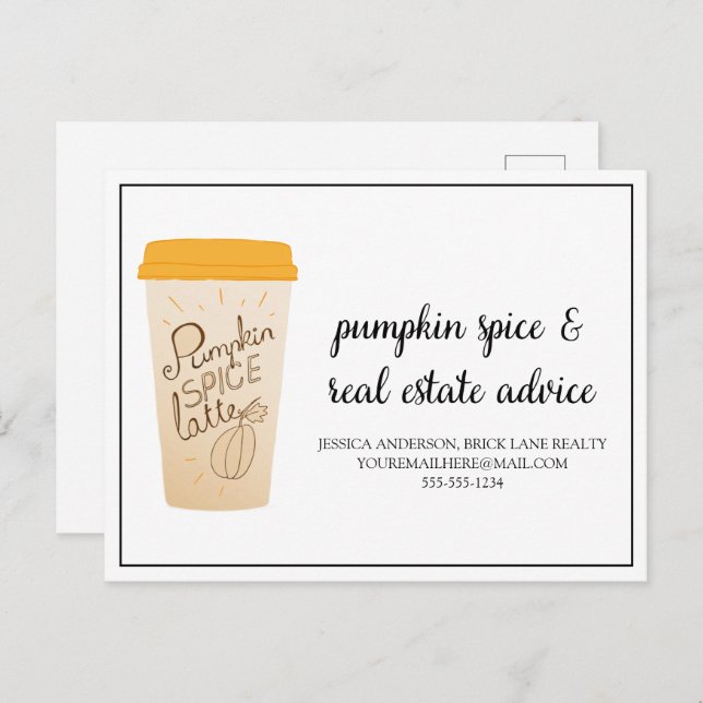 Pumpkin Spice and Real Estate Advice  Postcard (Front/Back)
