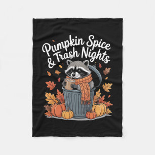 Pumpkin Spice And Trash Nights Thanksgiving Raccoo Fleece Blanket