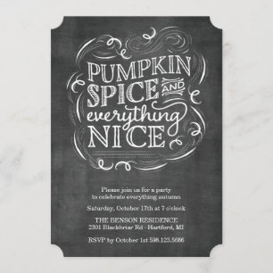 Pumpkin Spice Autumn Fall Chalk Party Invitation