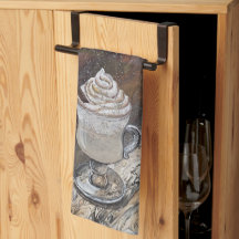 Pumpkin Spice Brown and Gold Kitchen Towel