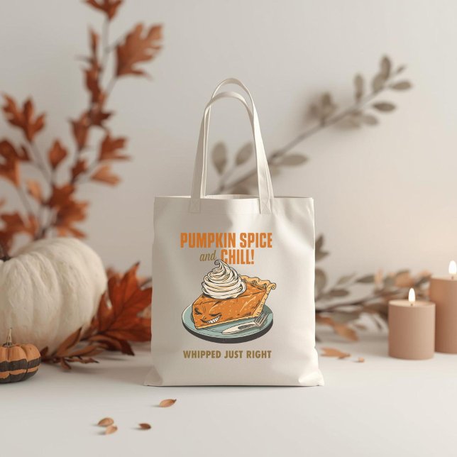 Pumpkin Spice & Chill Funny Thanksgiving Fall Pun  Tote Bag (Creator Uploaded)