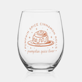 Pumpkin Spice Cinnamon Rolls Stemless Wine Glass