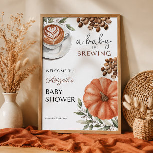 Pumpkin Spice Coffee Baby Shower 24x36 Welcome Poster