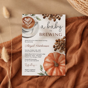 Pumpkin Spice Coffee Baby Shower a Baby is Brewing Invitation