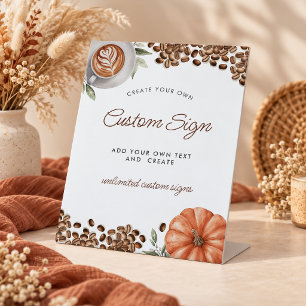Pumpkin Spice Coffee Baby Shower Custom Pedestal Sign