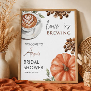 Pumpkin Spice Coffee Bridal Shower 16x20 Welcome Poster