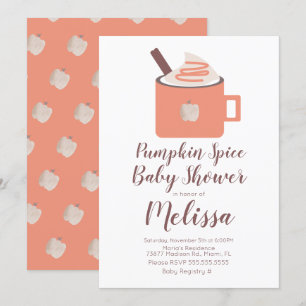 Pumpkin Spice Coffee Campfire Mug Fall Baby Shower Invitation