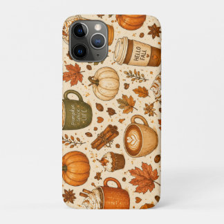 Pumpkin Spice Coffee Fall Pattern iPhone 11 Pro Case