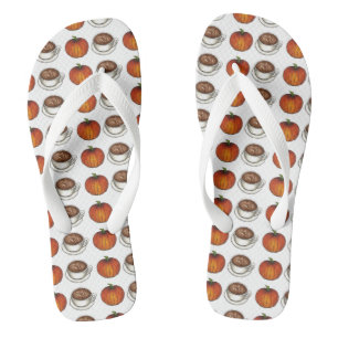 Pumpkin Spice Coffee Latte Autumn Fall October Flip Flops