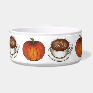 Pumpkin Spice Coffee Latte Autumn Fall Pet Bowl