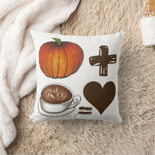 Pumpkin Spice + Coffee Latte = Love Heart Throw Pillow