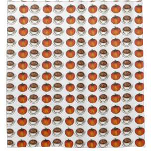 Pumpkin Spice Coffee Latte Pumpkins Shower Curtain