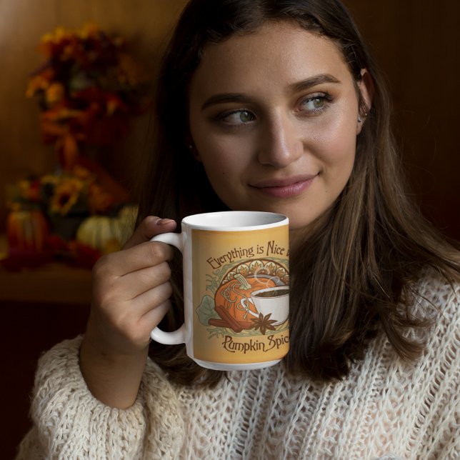 Pumpkin Spice Coffee Mug Autumn Gold Background (Pumpkin Spice Coffee Mug Autumn Gold Background - 15 oz mug)