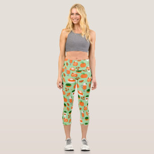 pumpkin spice coffee pastel green capri leggings