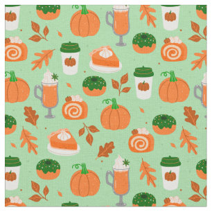 pumpkin spice coffee pastel green fabric