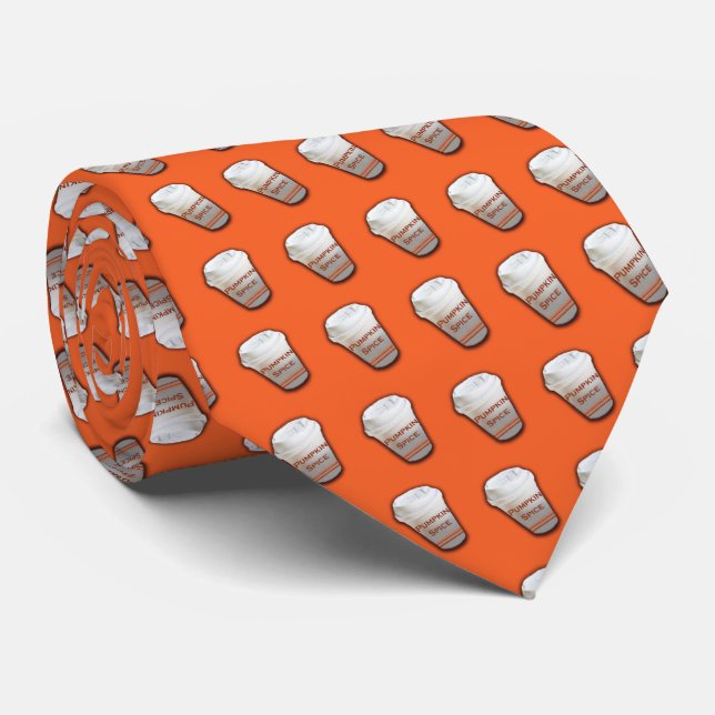 Pumpkin Spice Coffee Pattern Tie (Rolled)