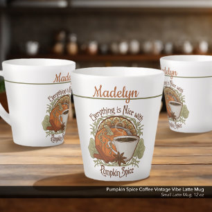 Pumpkin Spice Coffee Vintage Style Custom Name Latte Mug