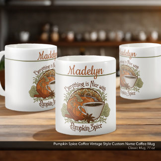 Pumpkin Spice Coffee Vintage Style Custom Name Mug