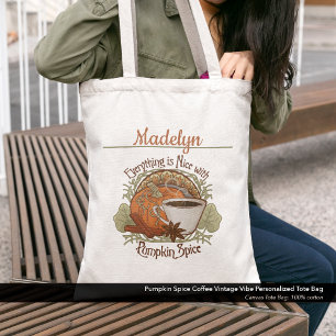 Pumpkin Spice Coffee Vintage Vibe Personalized Tote Bag