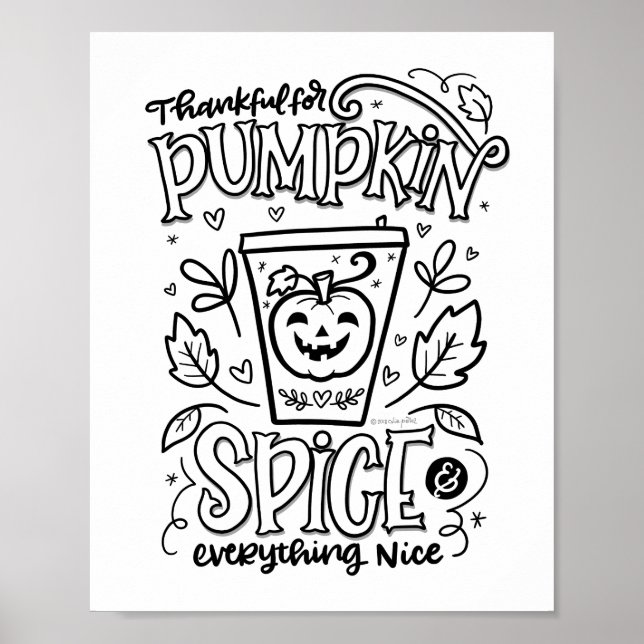 Pumpkin Spice Colouring Page Poster (Front)