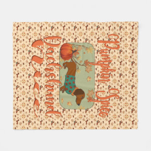 Pumpkin Spice Dachshund Nice Fleece Blanket