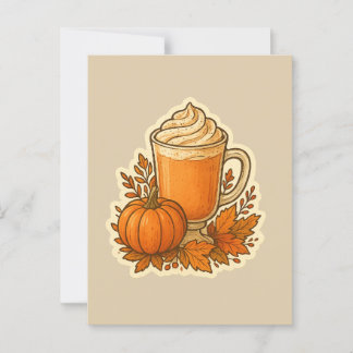 Pumpkin Spice Drink with Autumn Leaves Postcard