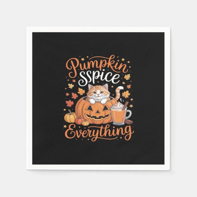 Pumpkin Spice Everything Cat Lover Cute Autumn Fal Napkin (Front)