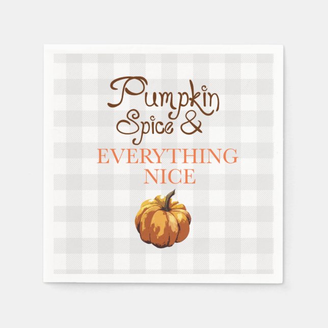 Pumpkin Spice Everything Gingham Pattern Wreath Napkin (Front)
