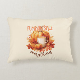 Pumpkin Spice Everything – Latte & Autumn Foliage Accent Pillow
