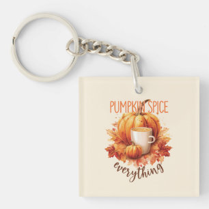 Pumpkin Spice Everything – Latte & Autumn Foliage Keychain