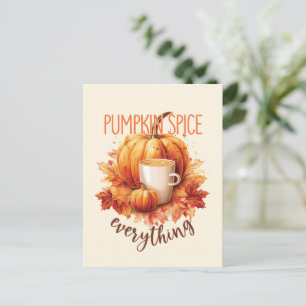 Pumpkin Spice Everything – Latte & Autumn Foliage Postcard