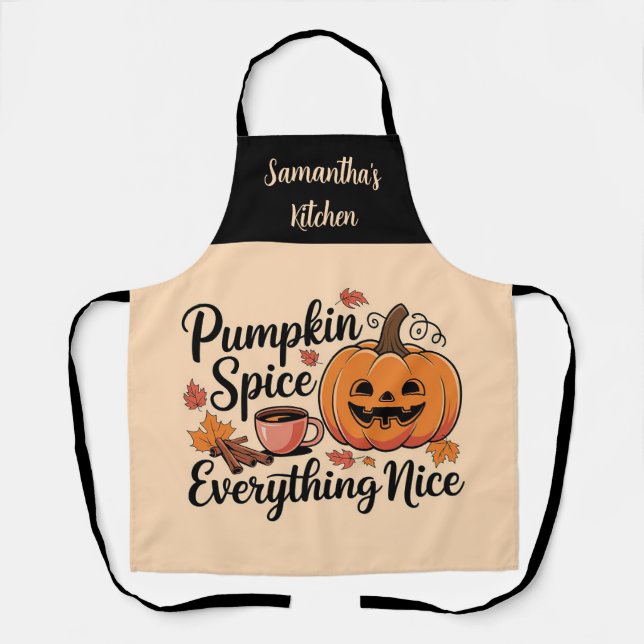  "Pumpkin Spice & Everything Nice" Autumn Graphic Apron (Front)