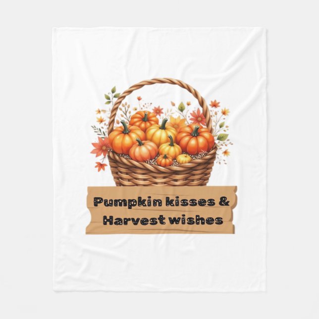 Pumpkin Spice & Everything Nice – Cozy Autumn Fall Fleece Blanket (Front)