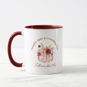 pumpkin spice & everything nice, fall autumn red mug