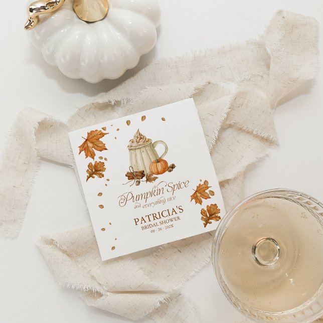 Pumpkin Spice & Everything Nice Fall Bridal Shower Napkin (Creator Uploaded)