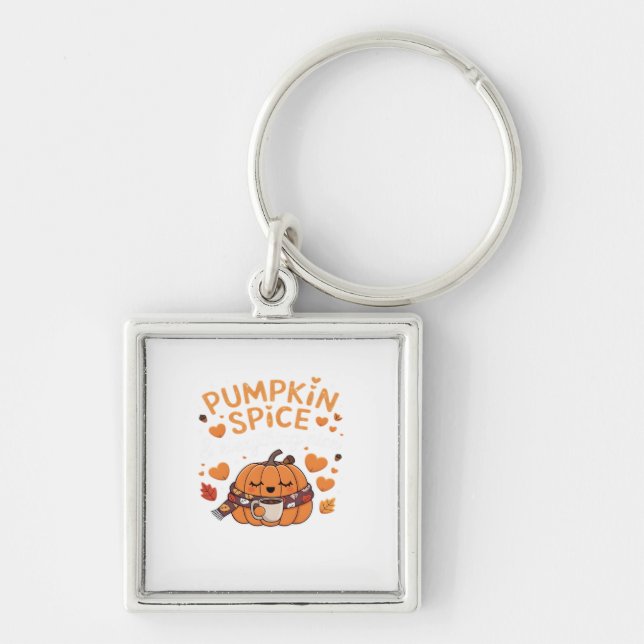 Pumpkin Spice & Everything Nice - Fall Vibes Art Keychain (Front)
